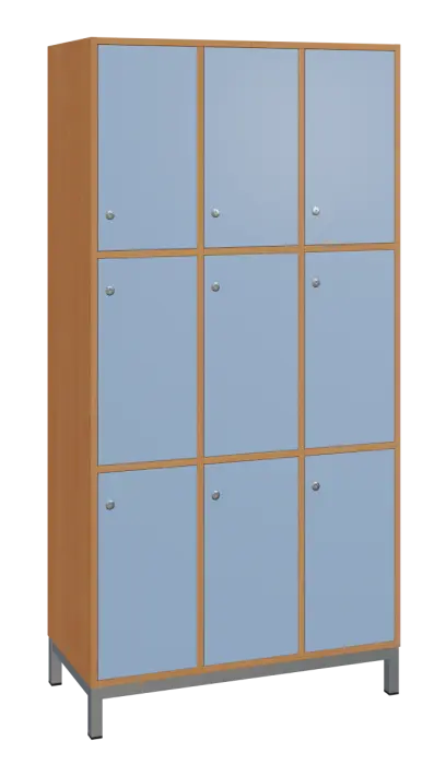 SBS-3333 šatní skříň 9-boxová, 1800x900x400 mm, kovové nohy, korpus buk royal, dvířka blankyt